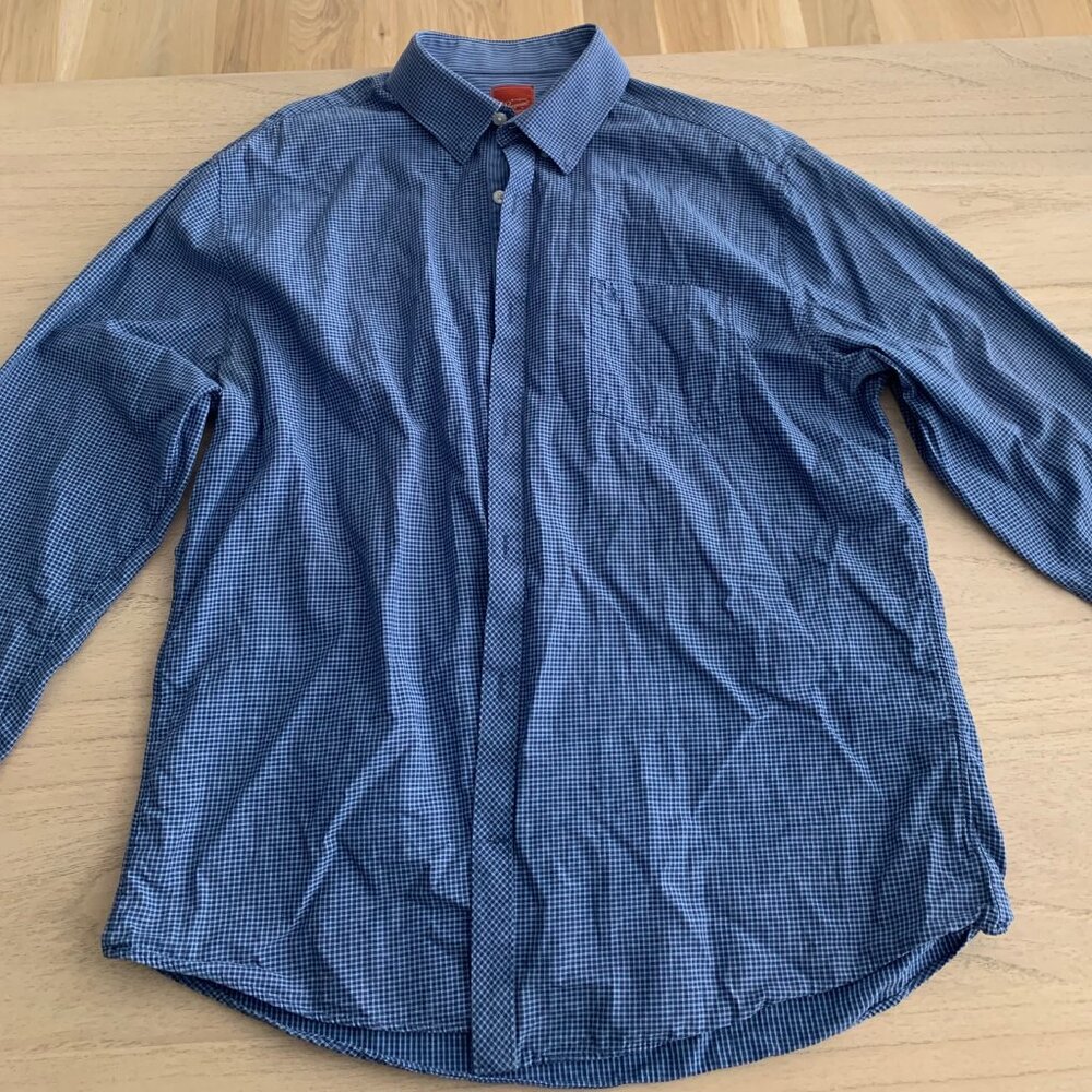 Penguin Men’s Blue Check Dress Shirt – Good Condition